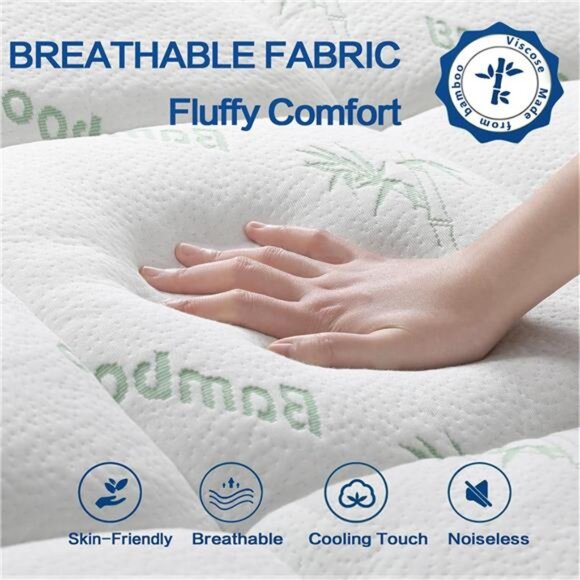 Mattress Topper King Size,Cooling ExtraThick Breathable Viscose Made from Bamboo - Picture 3 of 7